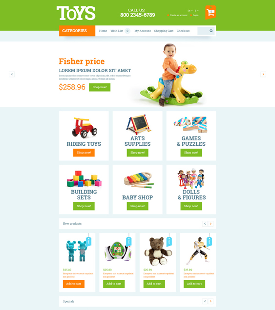 toys kids opencart themes