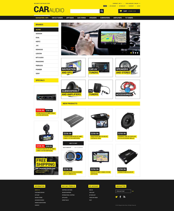 car magento themes electronic stores