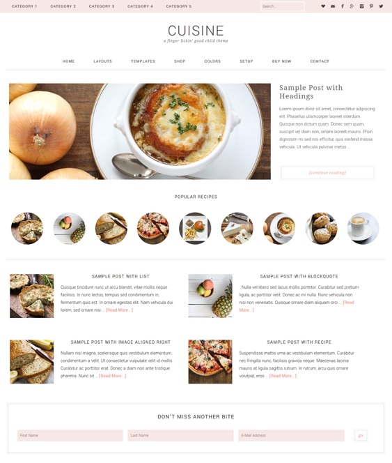 cuisine food recipe wordpress themes