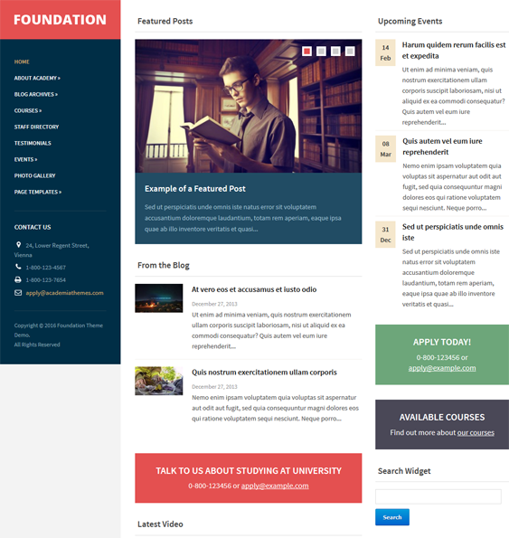 foundation education wordpress themes