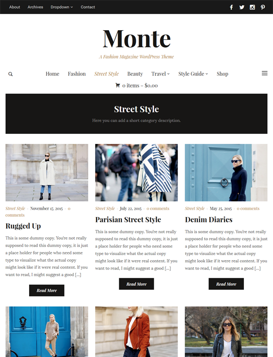 monte fashion blog wordpress themes