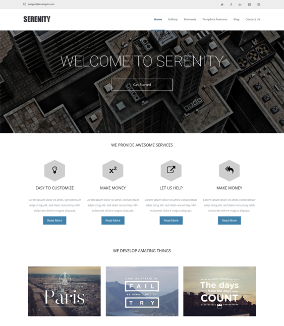 serenity clean drupal themes