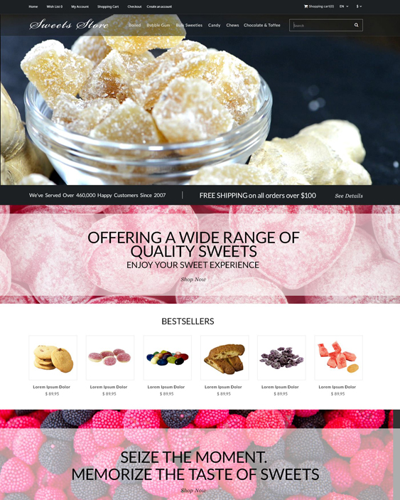 candy food drink restaurant opencart themes
