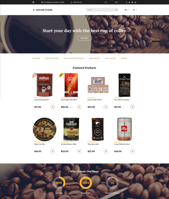 coffee store food drink restaurant opencart themes
