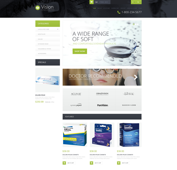 contact lens medical health opencart themes