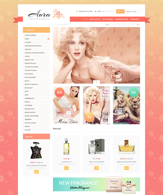 beauty products cosmetics hair care perfumes opencart themes
