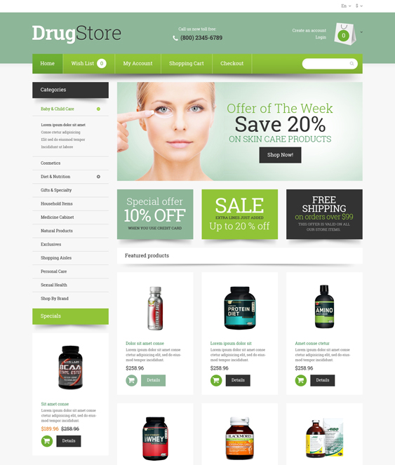 drug store medical health opencart themes