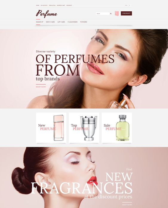 elegant beauty products cosmetics hair care perfumes opencart themes