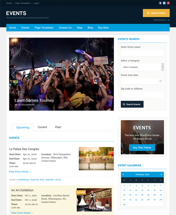 events directory wordpress themes