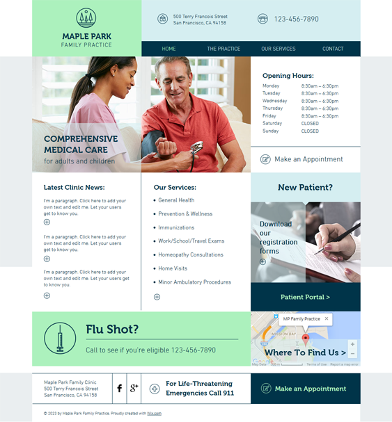 family practice medical wix templates