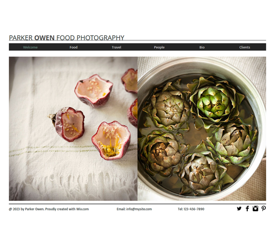 food photography portfolio wix templates