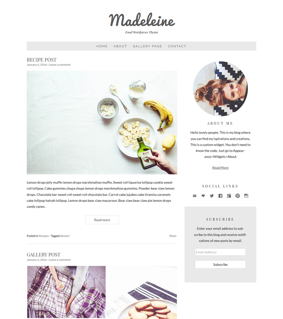 madeleine food recipe wordpress themes