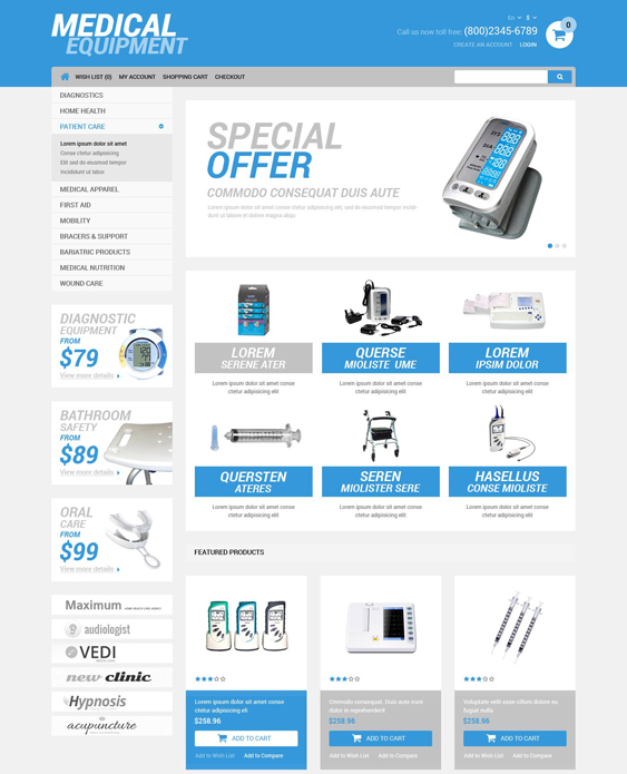 medical health opencart themes equipment
