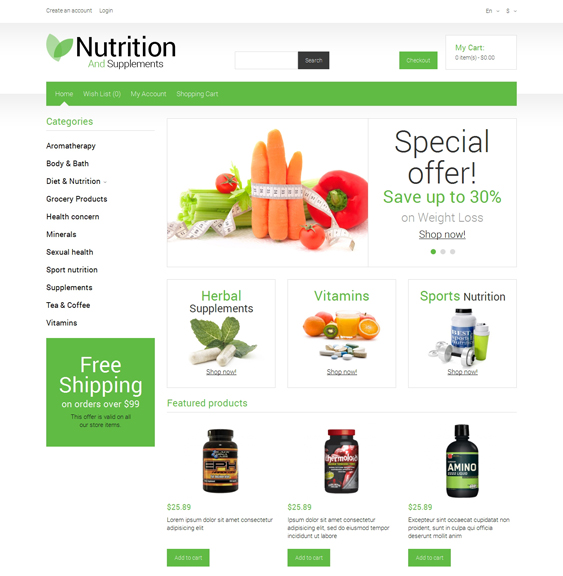 nutrition medical health opencart themes