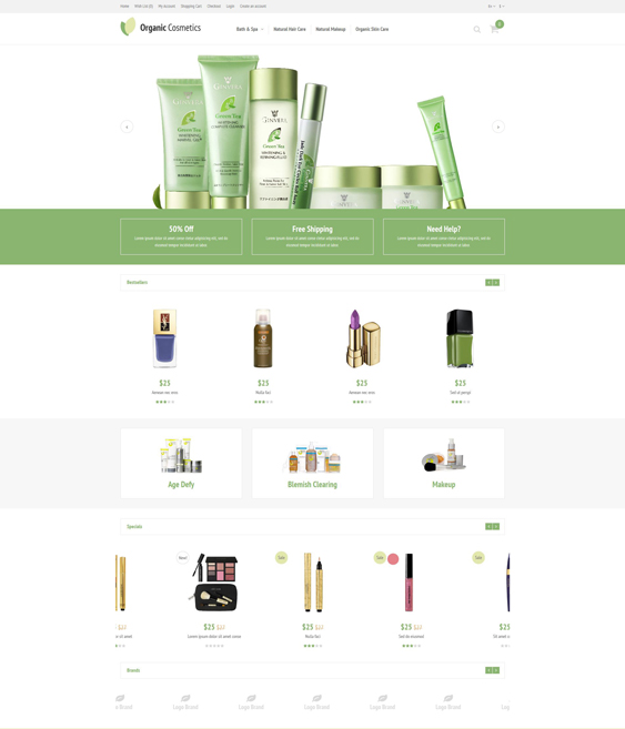 organic beauty products cosmetics hair care perfumes opencart themes