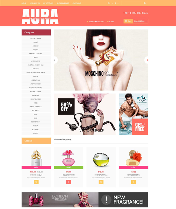beauty products cosmetics hair care perfumes opencart themes