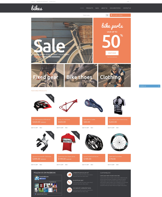 shopify themes selling bikes cycling gear