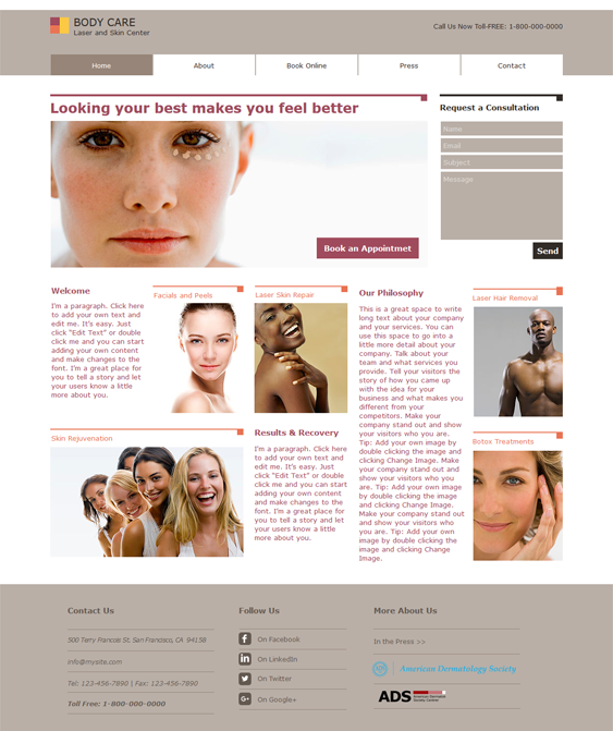skin clinic medical wix templates