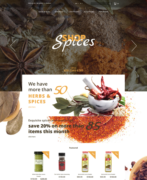 spices food drink restaurant opencart themes