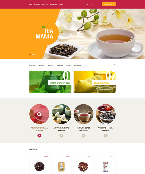 tea mania food drink restaurant opencart themes