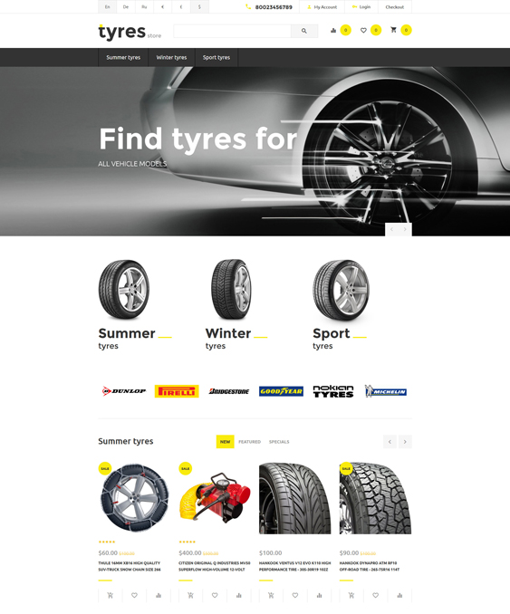tyres minimal opencart themes