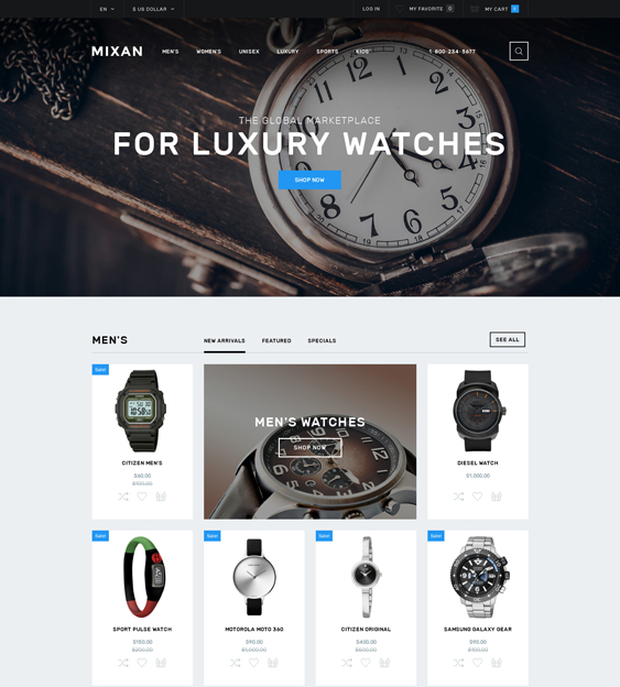 watches jewelry watch opencart themes