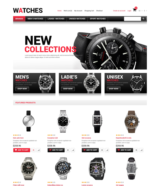 watches jewelry watch opencart themes 2