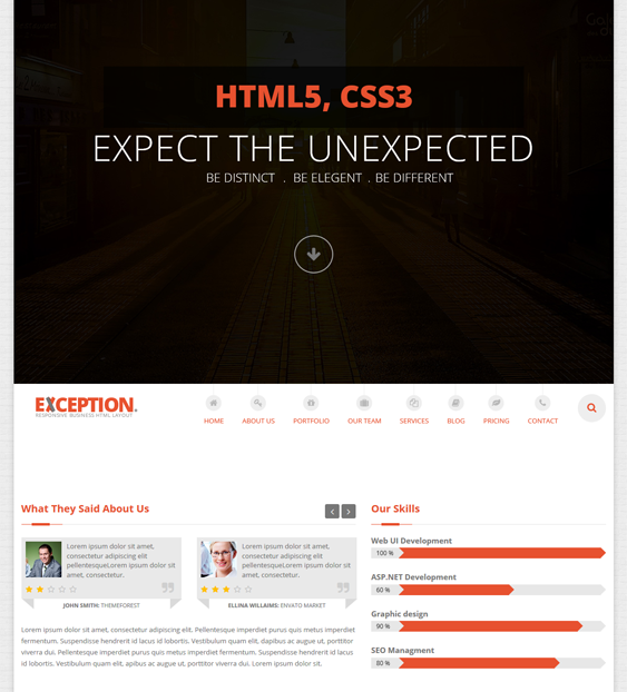 exception one page joomla templates