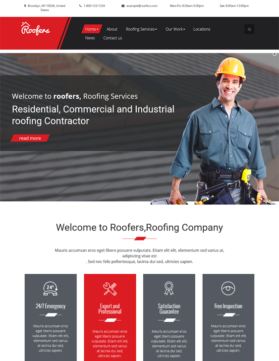 wordpress themes roofers roofing companies