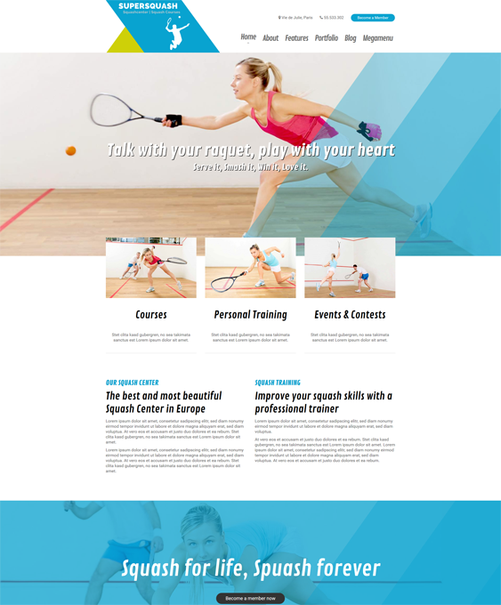 supersquash gym fitness wordpress themes