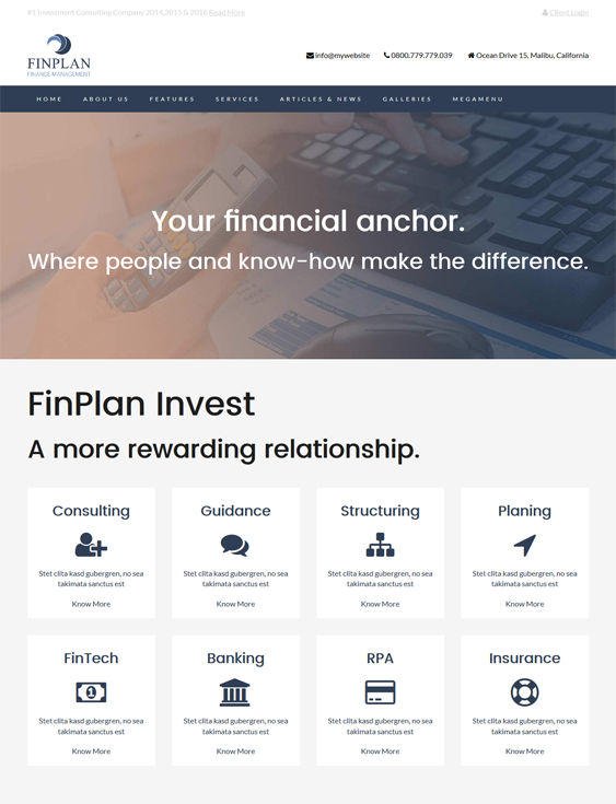 finplan financial wordpress themes