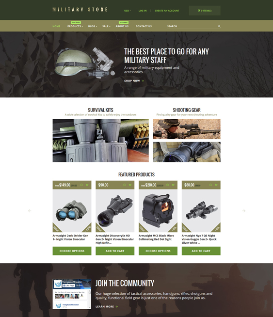 military parallax shopify themes