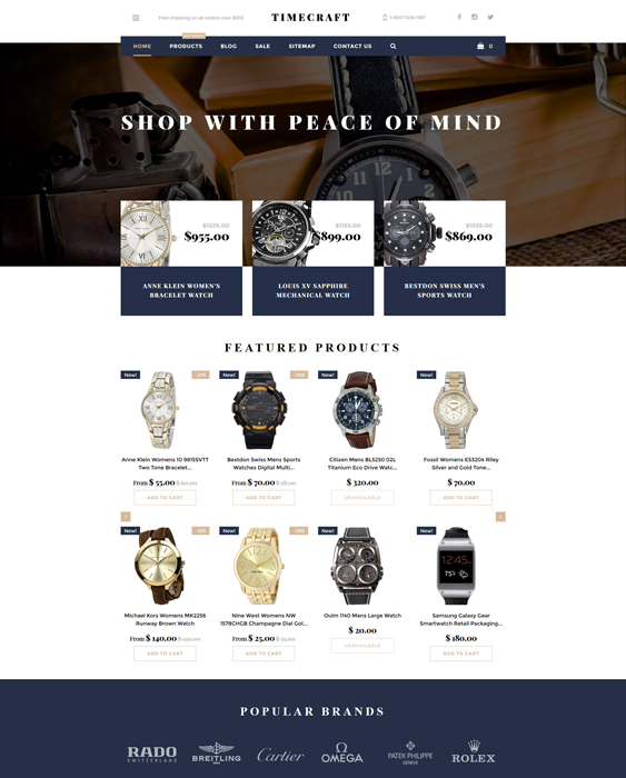 time craft responsive shopify themes