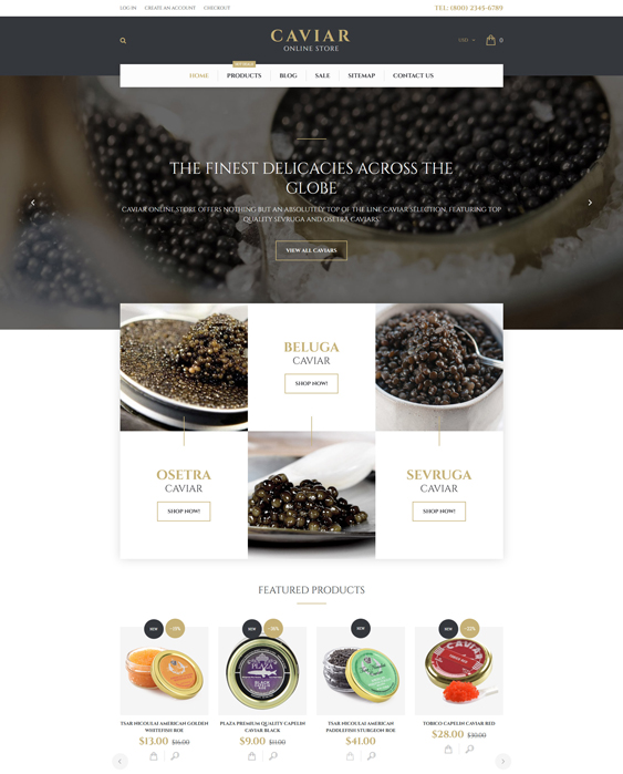 caviar food drink shopify themes