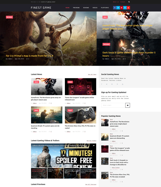 finest game wordpress themes gaming websites