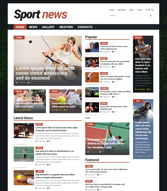 sports joomla templates news