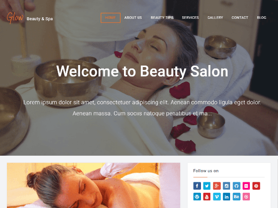 glow spa beauty salon wordpress themes free