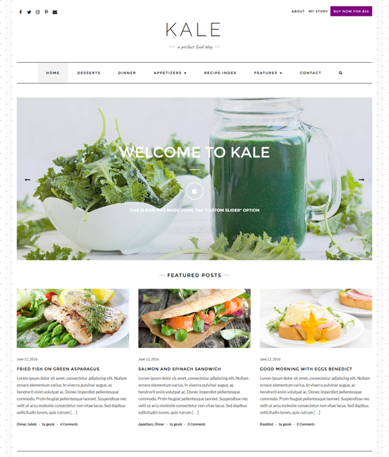 kale food drink recipe wordpress themes