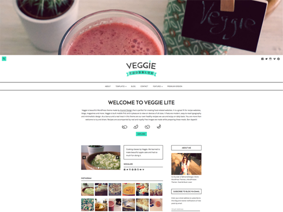 veggie free food drink recipe wordpress themes