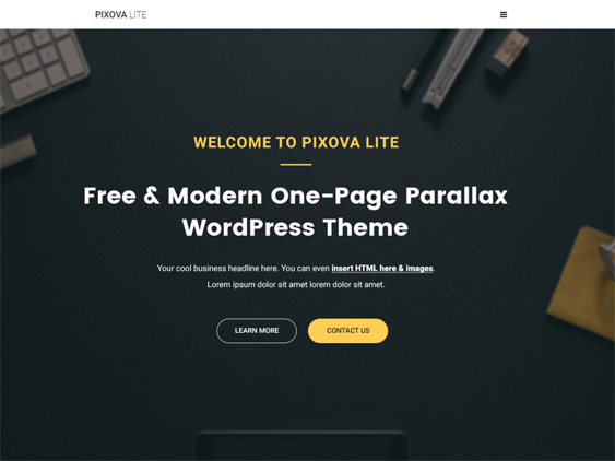 pixova free parallax wordpress themes