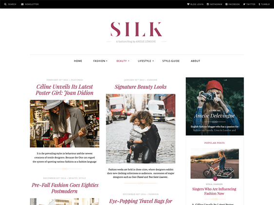 silk lite free wordpress themes fashion blogs
