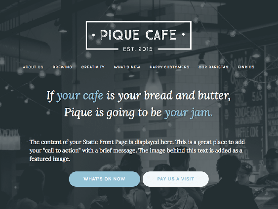 free pique restaurant wordpress themes