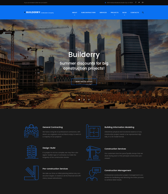 Builderry - Construction Company dark wordpress themes