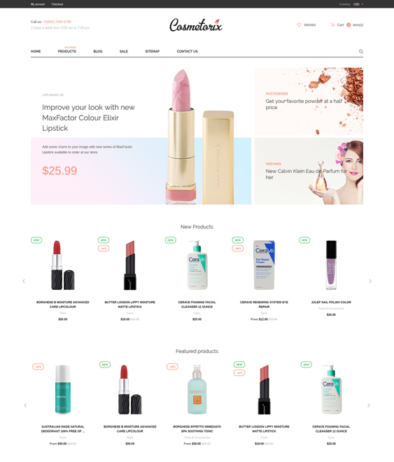 Cosmetorix cosmetics beauty products shopify themes