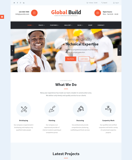 global construction contractor wordpress themes