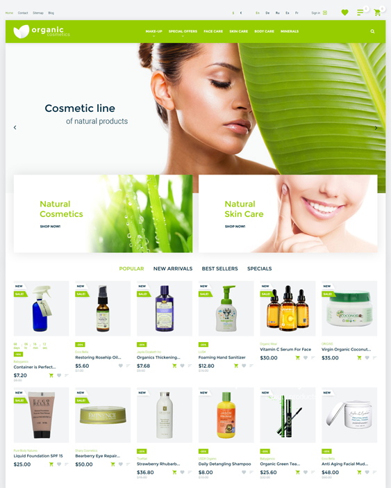 organic prestashop themes beauty products cosmetics make up