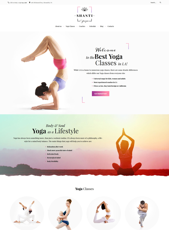 shanti yoga studio wordpress themes