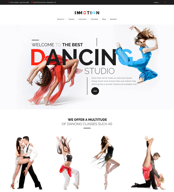 inmotion wordpress themes dance studios schools