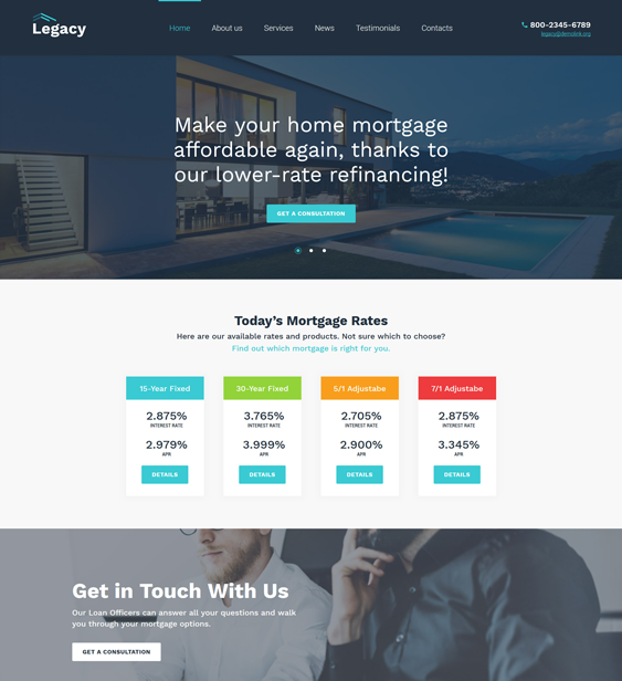 legacy loans mortgages wordpress themes