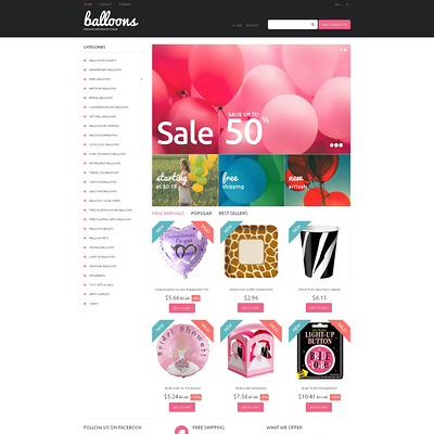 Balloons and Party Items PrestaShop Theme (PrestaShop theme for selling party supplies) Item Picture